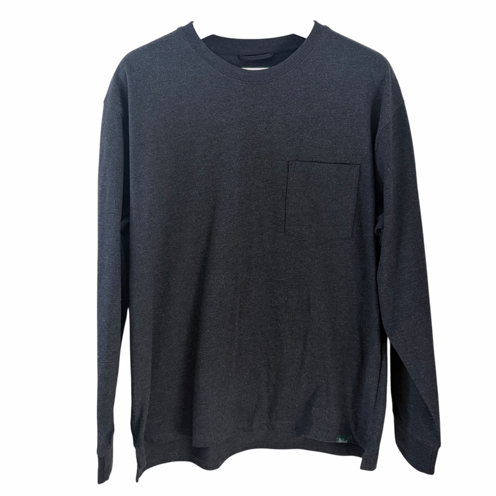 WOOLRICH Charcoal Gray Long Sleeve Pocket Tee 100% Cotton Classic Loungewear top